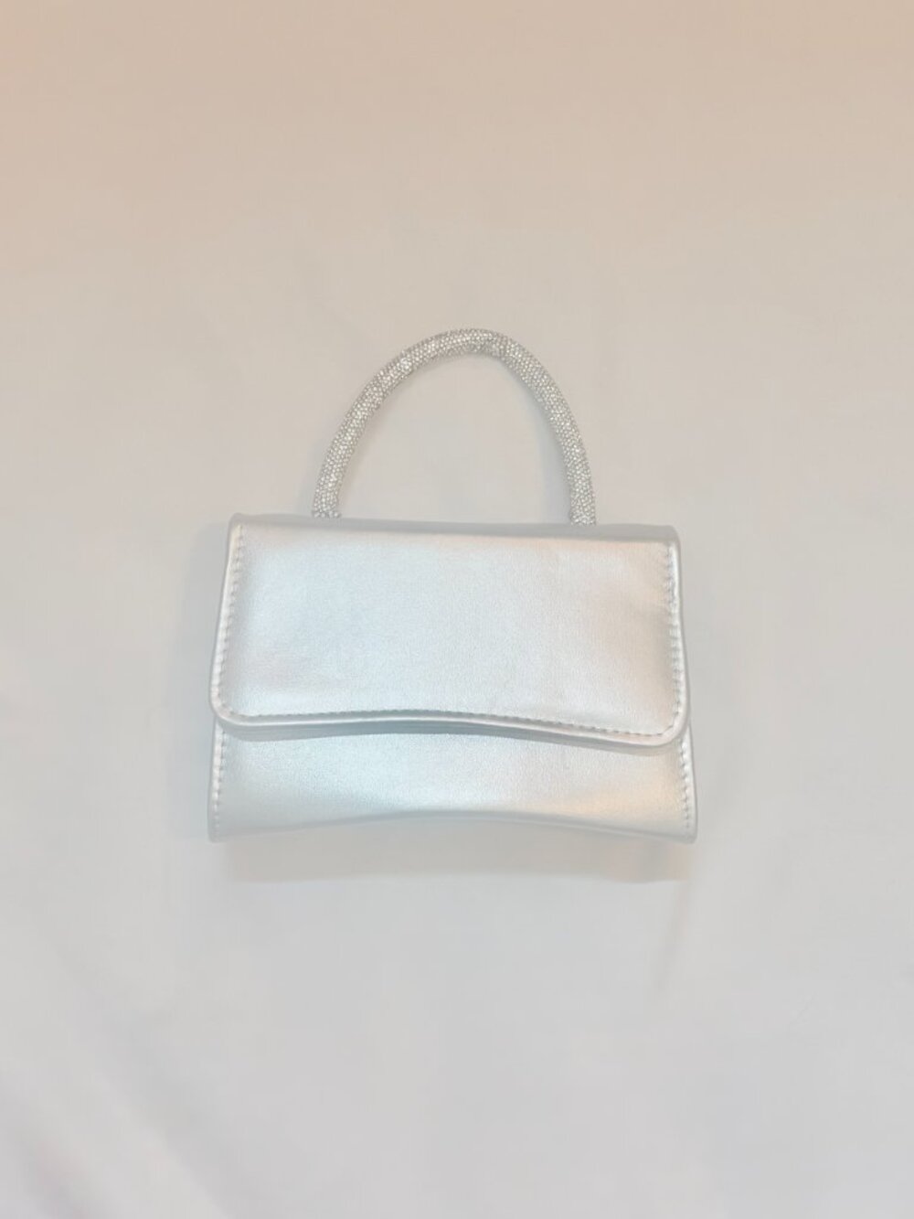 Silver Mini Bag with Rhinestone Handle and Shoulder Chain SHEIN
